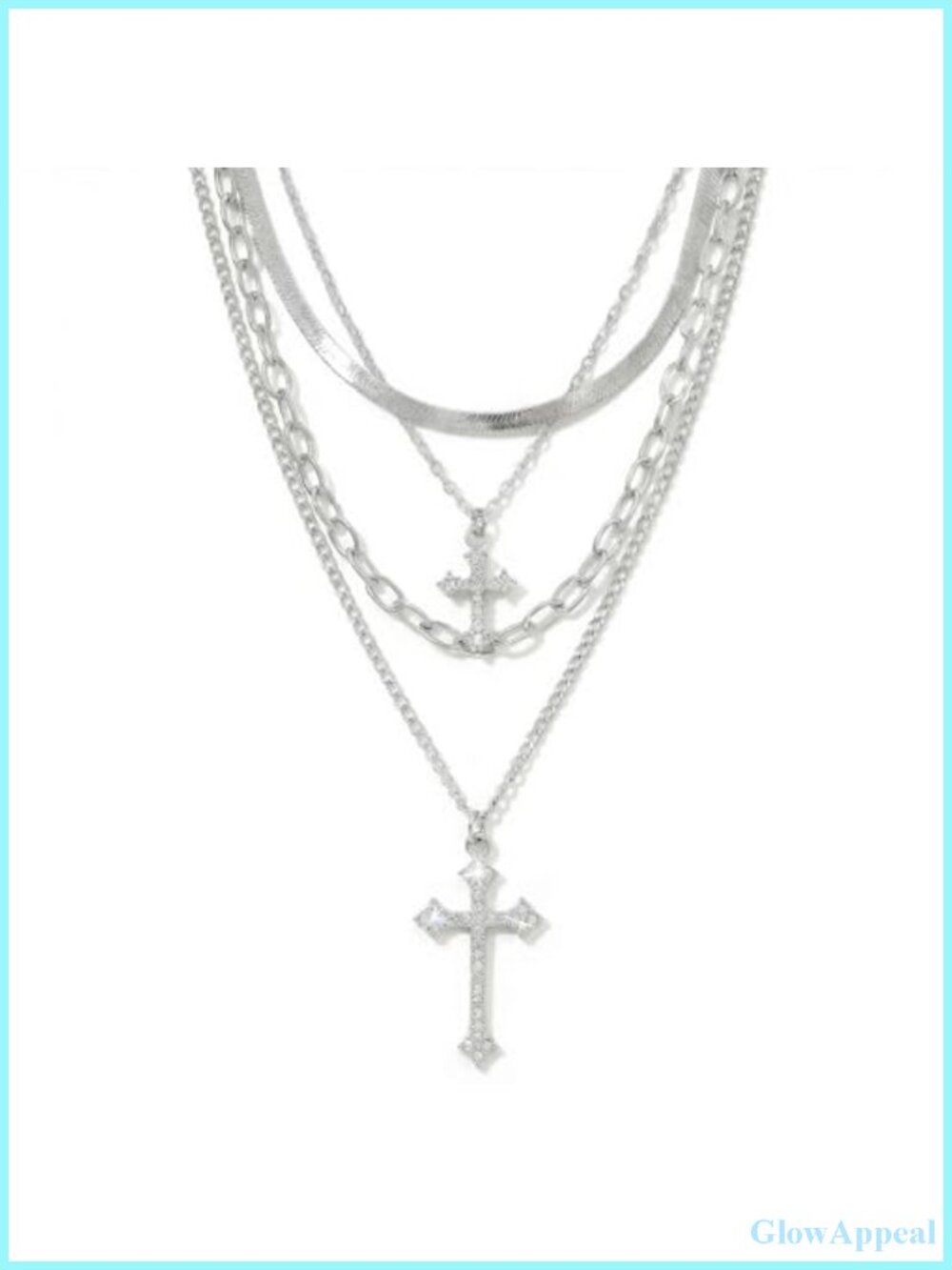 Dainty Layered Cross Necklace 14k Gold Plated Adjustable Charm